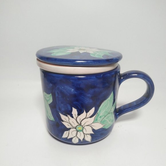 Studio Signed Ceramic Tea Cup with Lid and infuser Coffee Mug 12 oz. Gift Idea - Picture 2 of 8